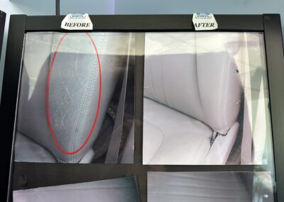 showing difference between the damage seat and the repaired one